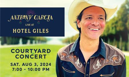 Courtyard concert poster of Anthony Garcia, 3 Aug 2024, 7-10pm